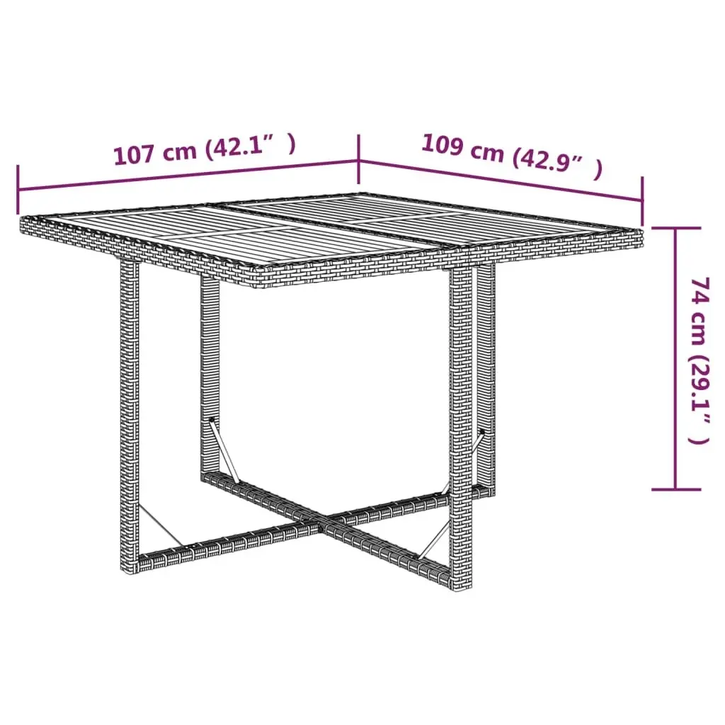 Garden Table Beige 109x107x74 cm Poly Rattan&Solid Wood Acacia 316791