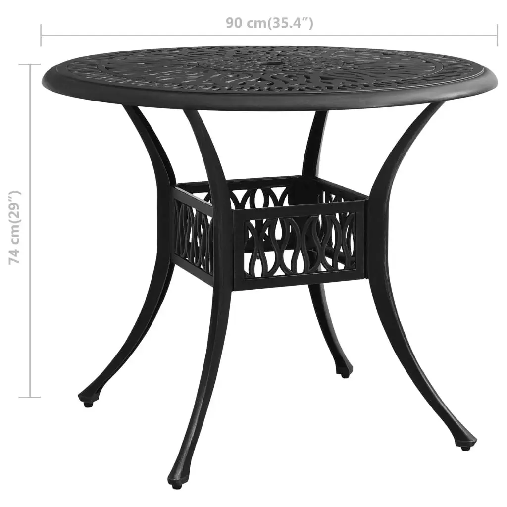 Garden Table Black 90x90x74 cm Cast Aluminium 315586