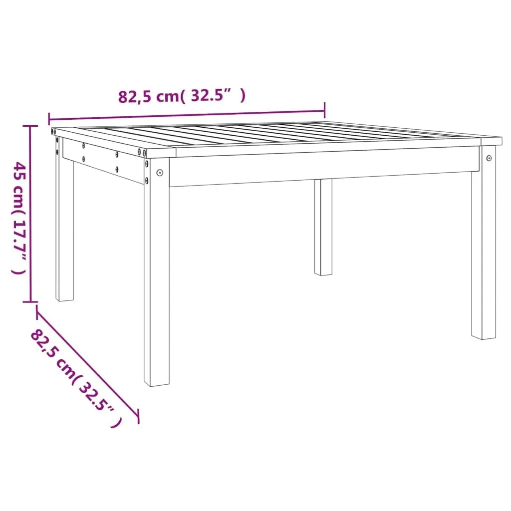 Garden Table Black 82.5x82.5x45 cm Solid Wood Pine 824124