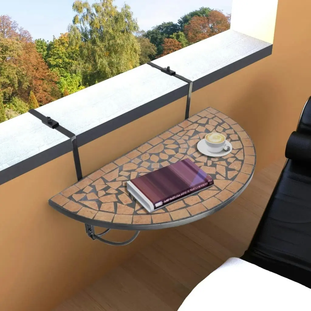 Hanging Balcony Table Terracotta Mosaic 41123