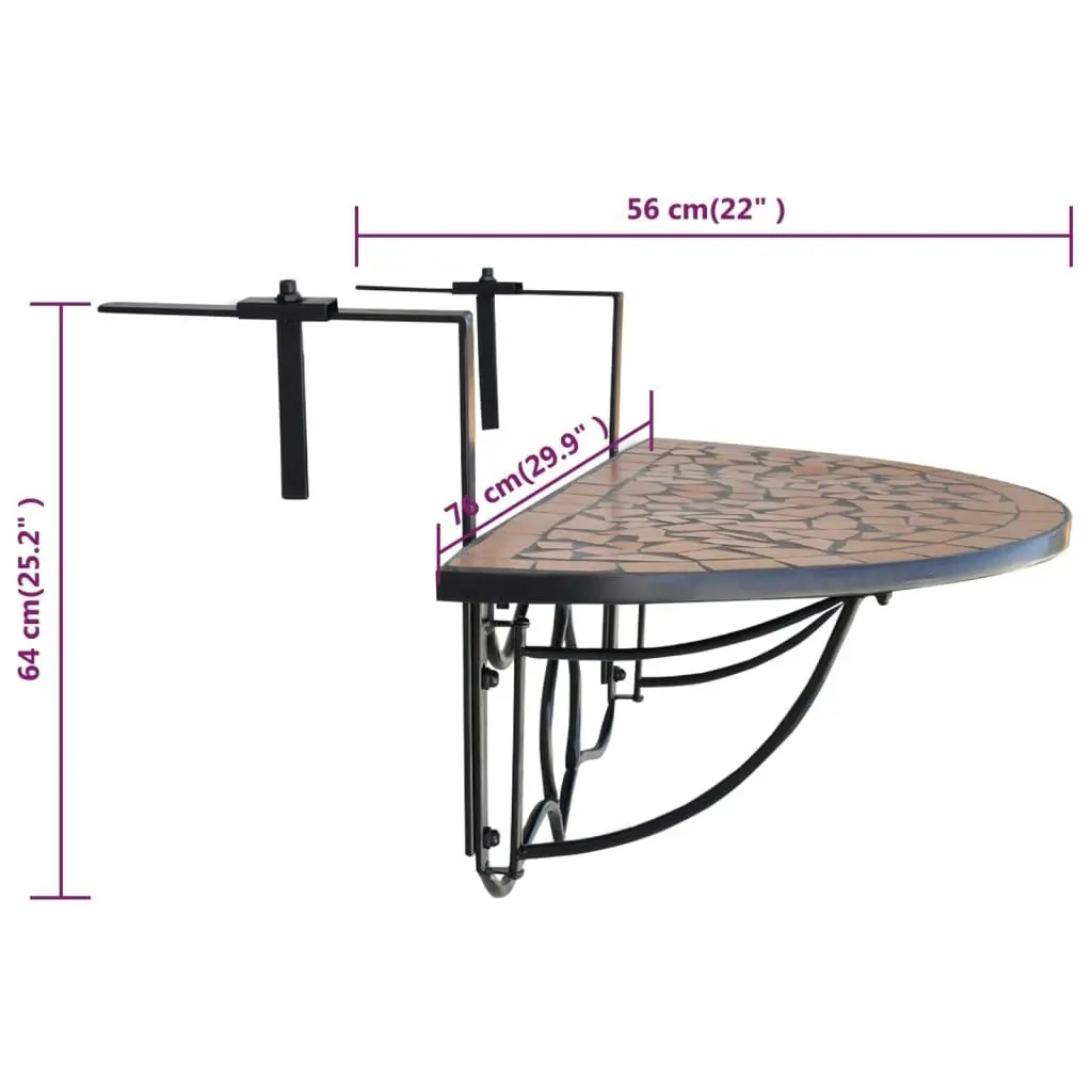 Hanging Balcony Table Terracotta Mosaic 41123