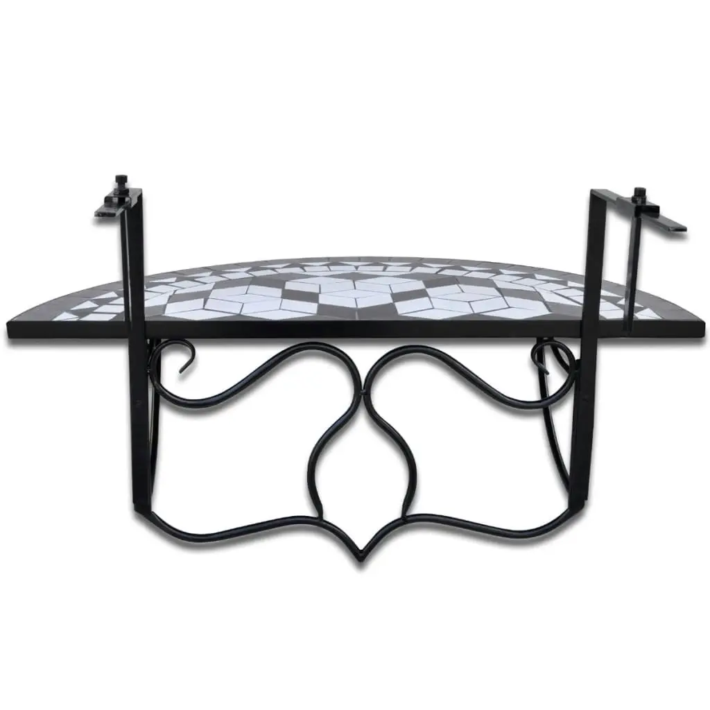 Hanging Balcony Table Black and White Mosaic 41125