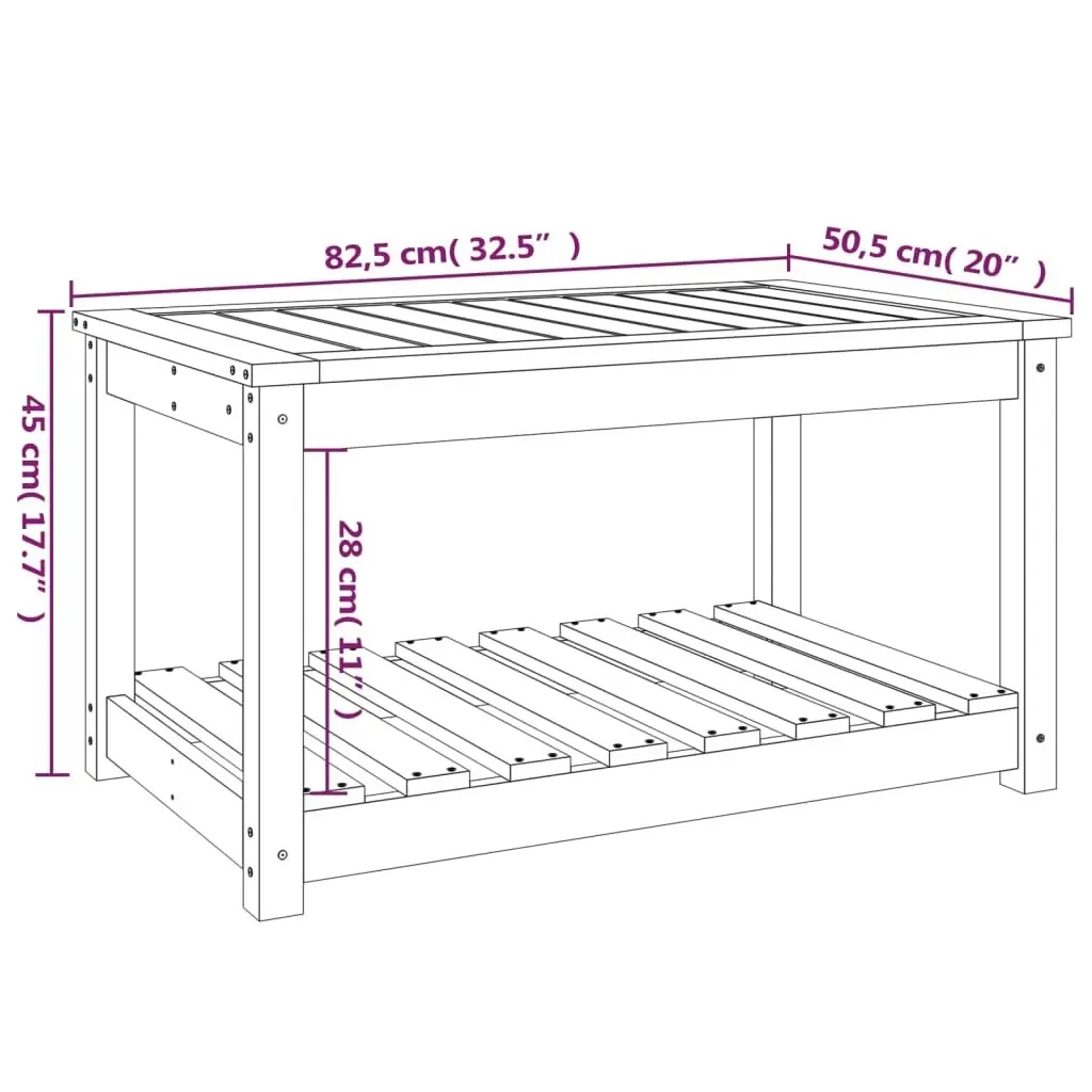 Garden Table Black 82.5x50.5x45 cm Solid Wood Pine 824138