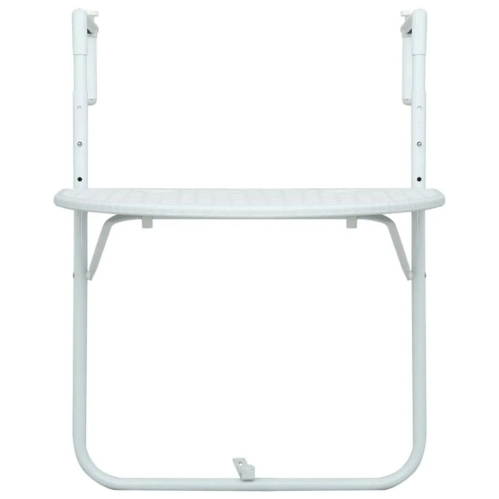 Hanging Balcony Table White 60x64x83.5 cm Plastic Rattan Look 47893