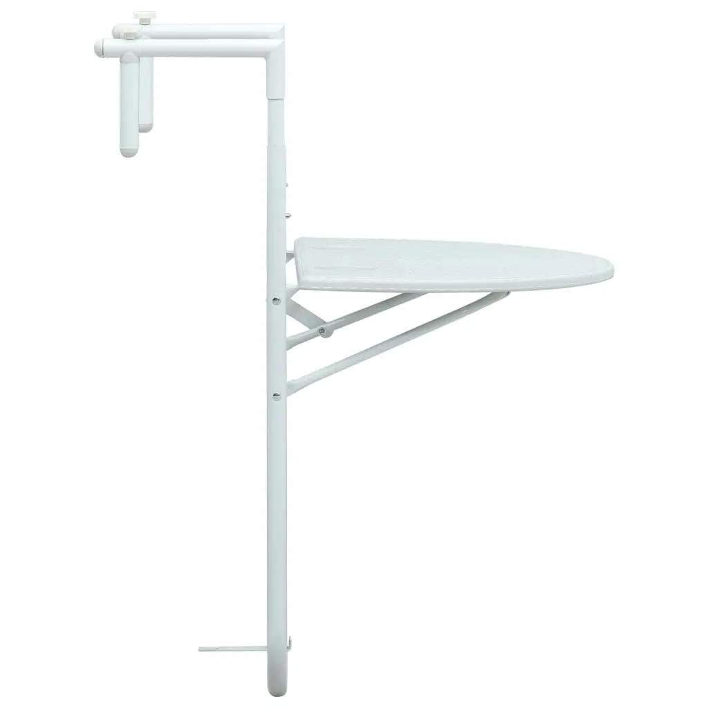 Hanging Balcony Table White 60x64x83.5 cm Plastic Rattan Look 47893