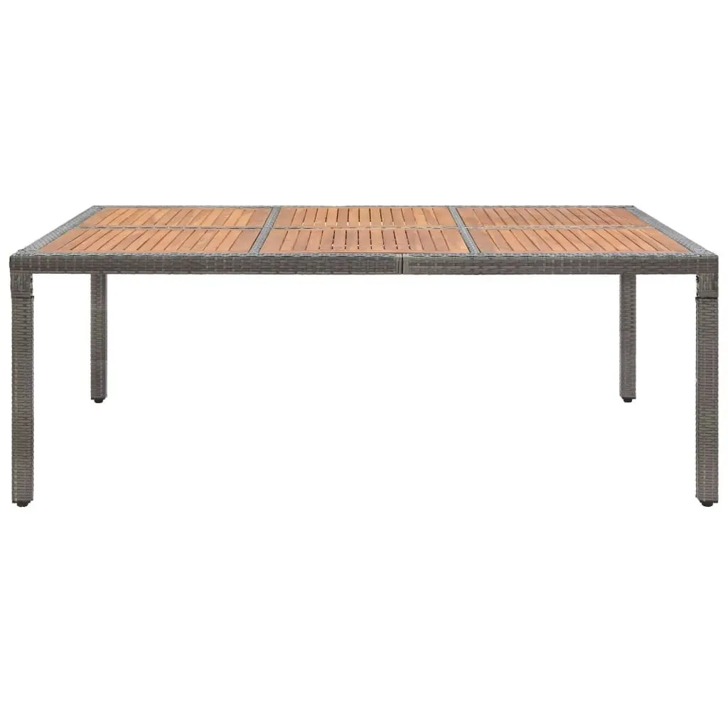 Garden Table Grey 200x150x74 cm Poly Rattan and Acacia Wood 46135