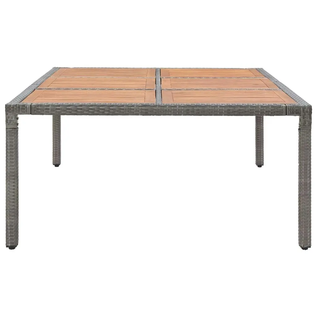 Garden Table Grey 200x150x74 cm Poly Rattan and Acacia Wood 46135