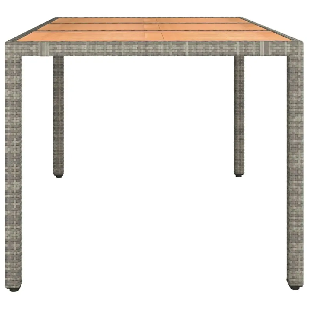 Garden Table with Wooden Top Grey Poly Rattan&Solid Wood Acacia 319552