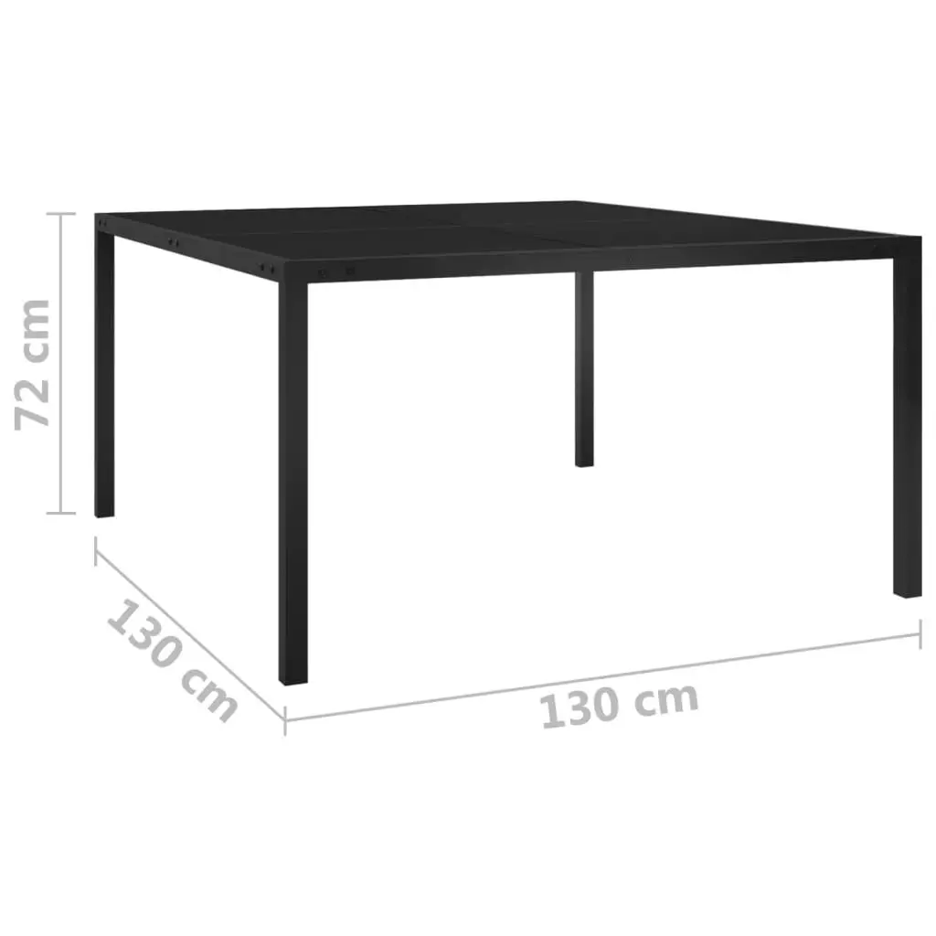 Garden Table 130x130x72 cm Black Steel and Glass 313099