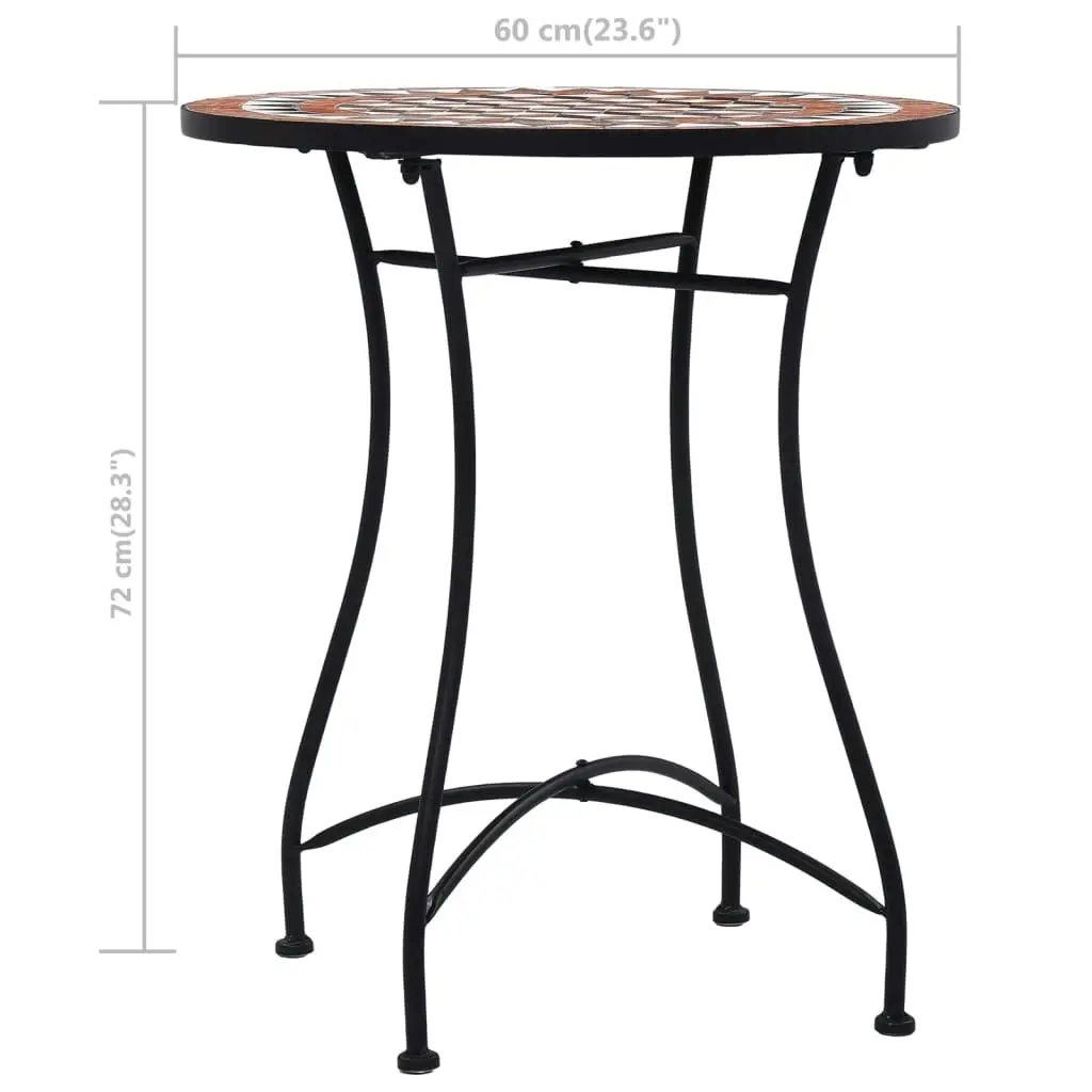 Mosaic Bistro Table Brown 60cm Ceramic 46713