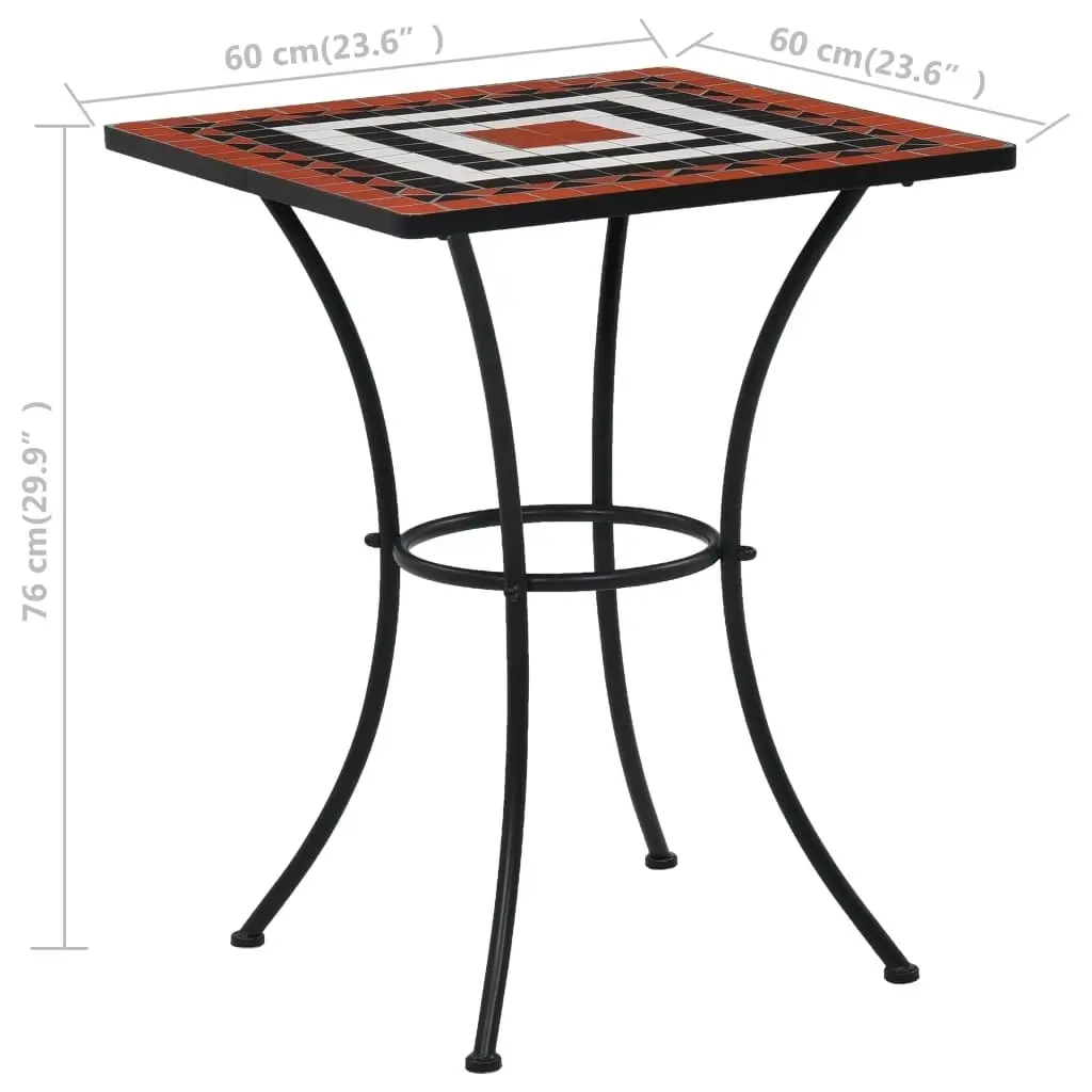 Mosaic Bistro Table Terracotta and White 60 cm Ceramic 46708