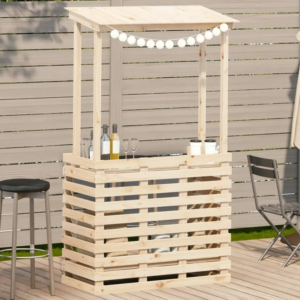 Outdoor Bar Table with Roof 112.5x57x195.5 cm Solid Wood 832534