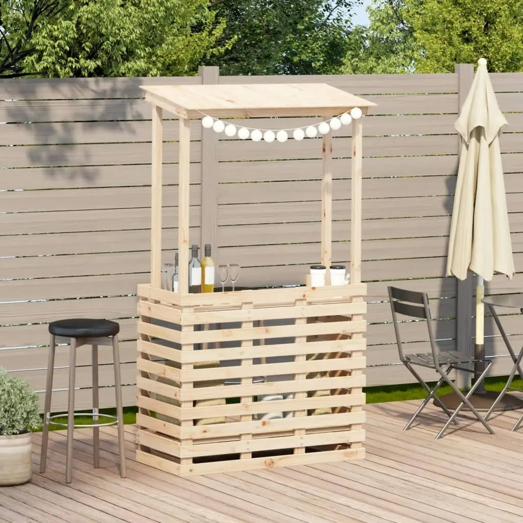 Outdoor Bar Table with Roof 112.5x57x195.5 cm Solid Wood 832534