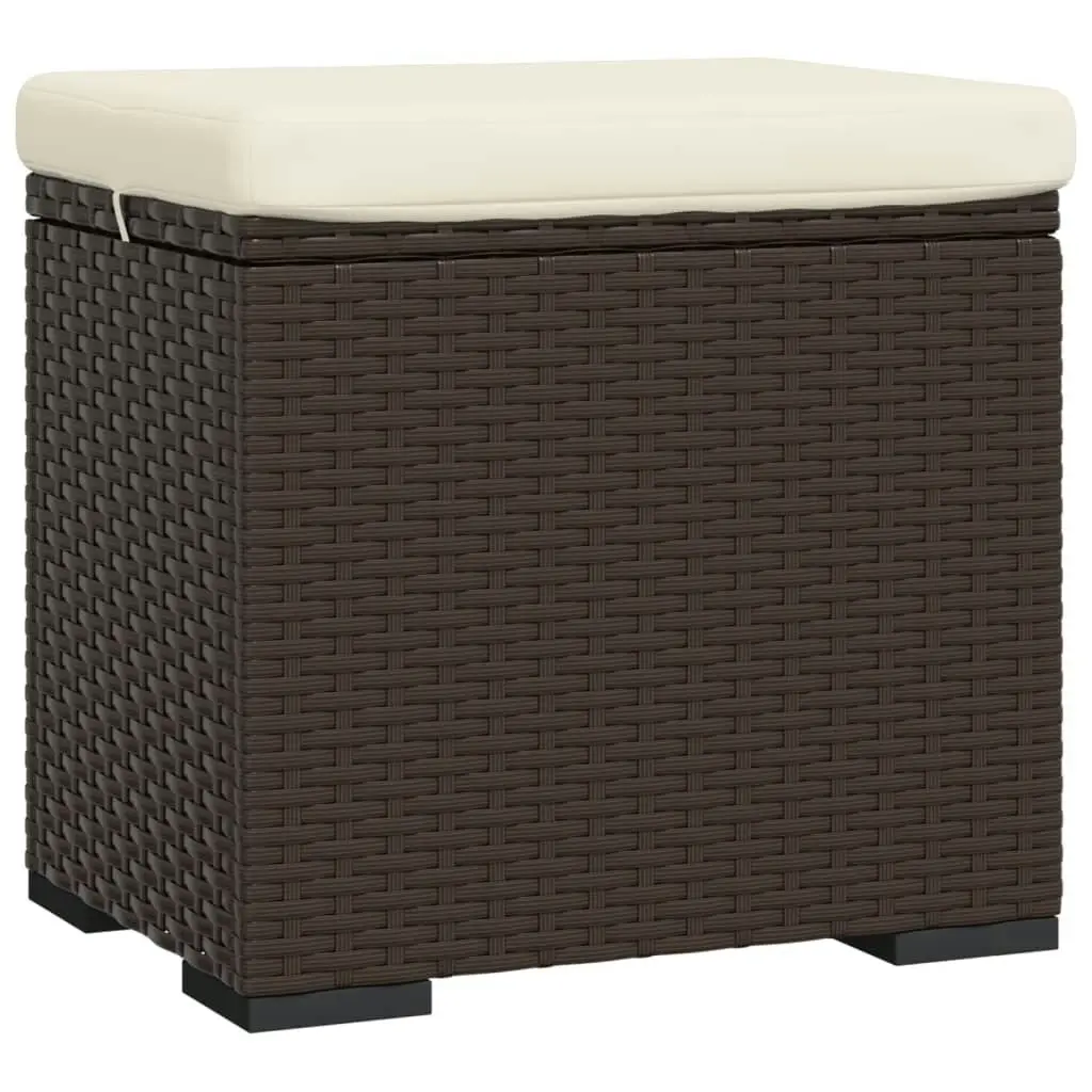 Ottomans with Cushions 2 pcs Brown 40x30x40 cm Poly Rattan 319395