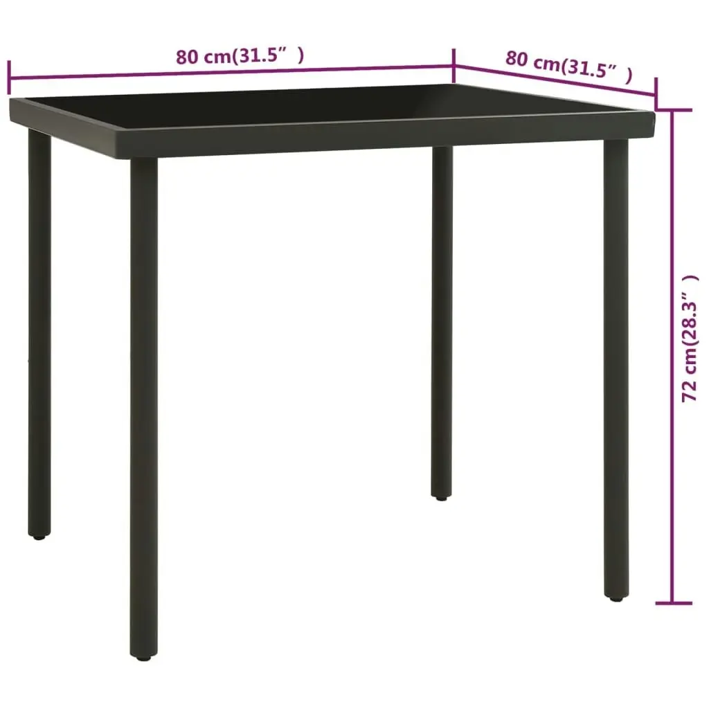 Outdoor Dining Table Anthracite 80x80x72 cm Glass and Steel 313092