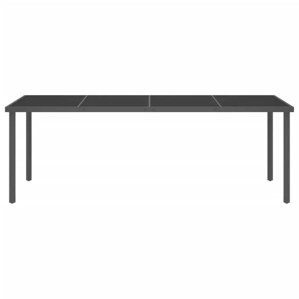 Outdoor Dining Table Anthracite 220x90x75 cm Steel and Glass 313090