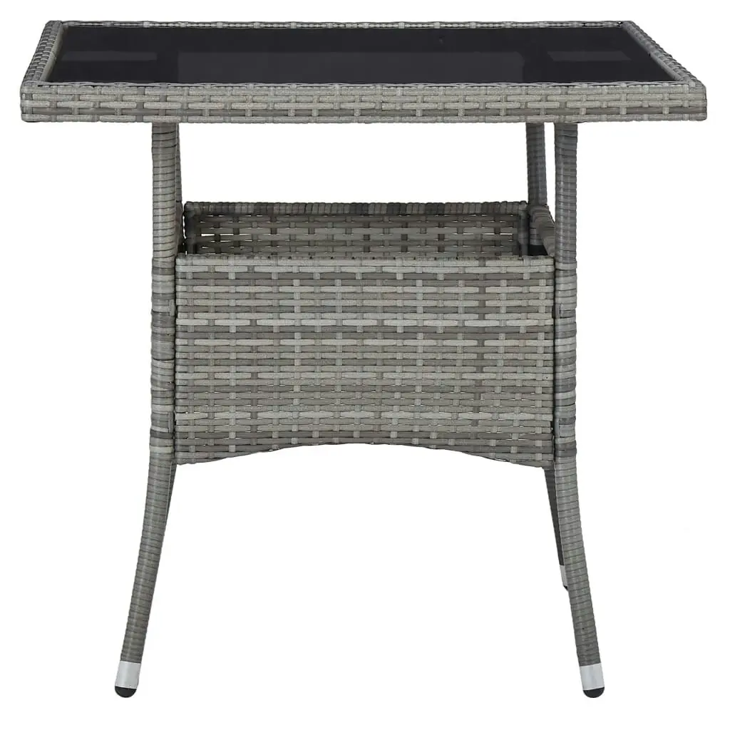 Outdoor Dining Table Grey Poly Rattan and Glass 46178