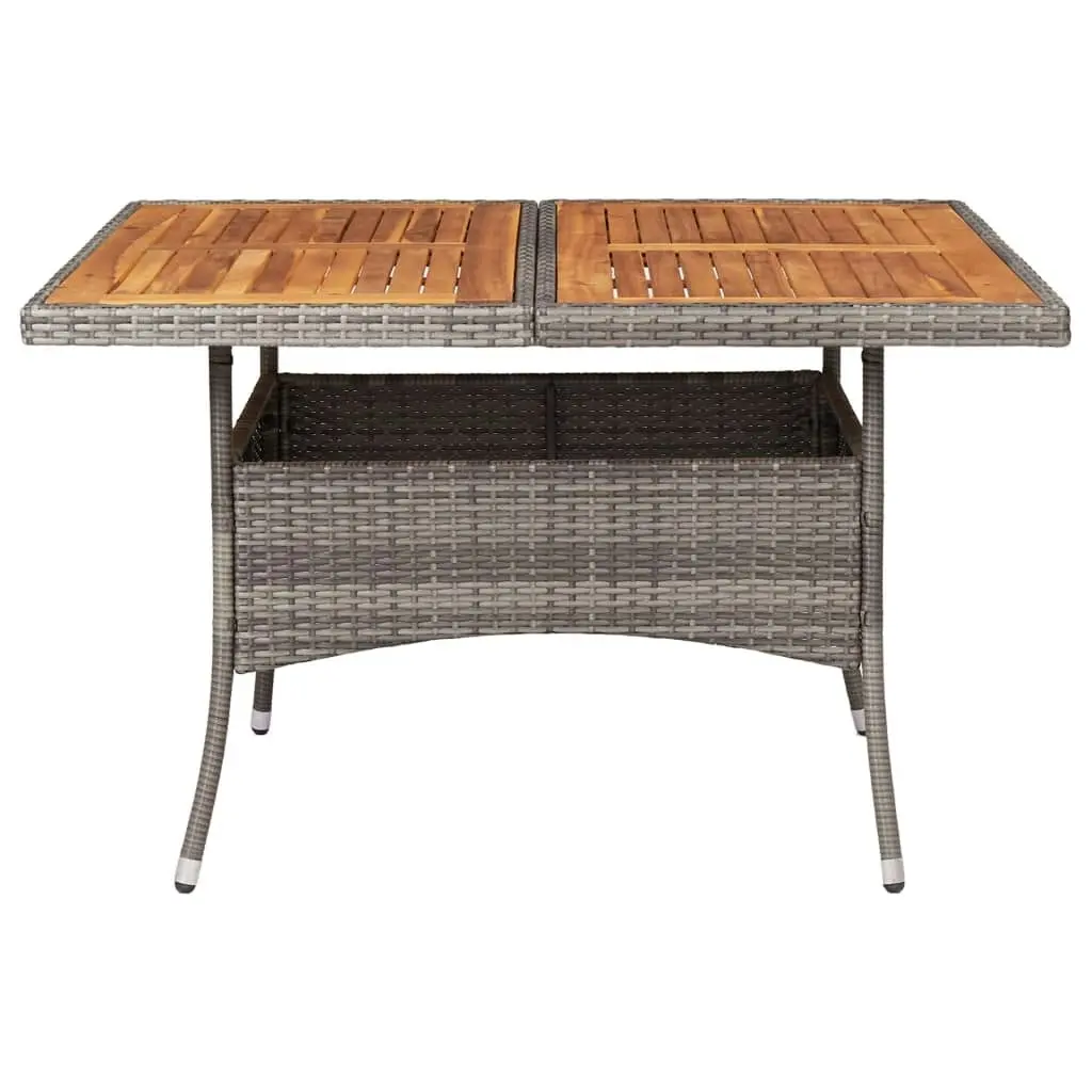 Outdoor Dining Table Grey Poly Rattan and Solid Acacia Wood 46188