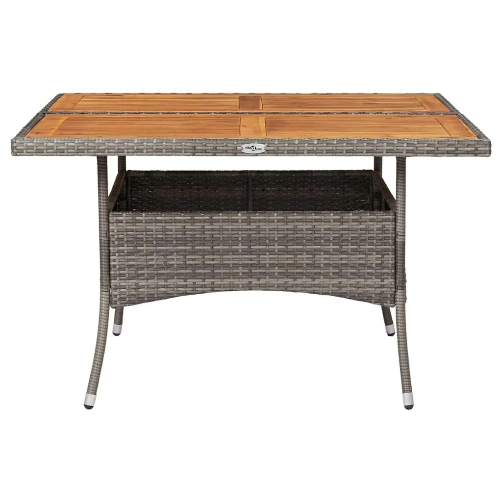 Outdoor Dining Table Grey Poly Rattan and Solid Acacia Wood 46188