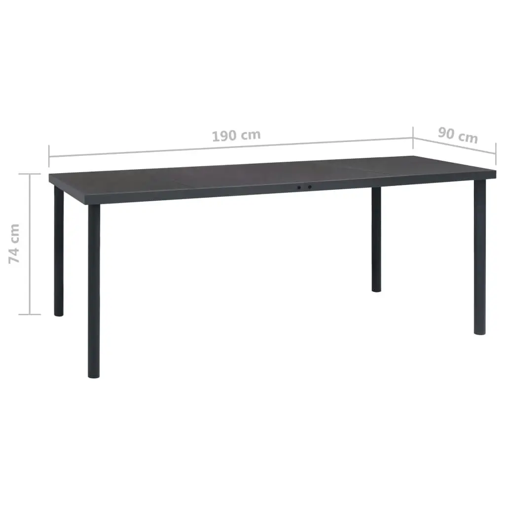 Outdoor Dining Table Anthracite 190x90x74 cm Steel 313088