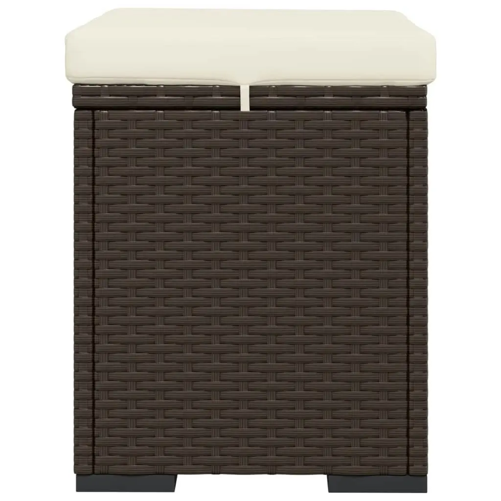 Ottoman with Cushion Brown 40x30x40 cm Poly Rattan 319393