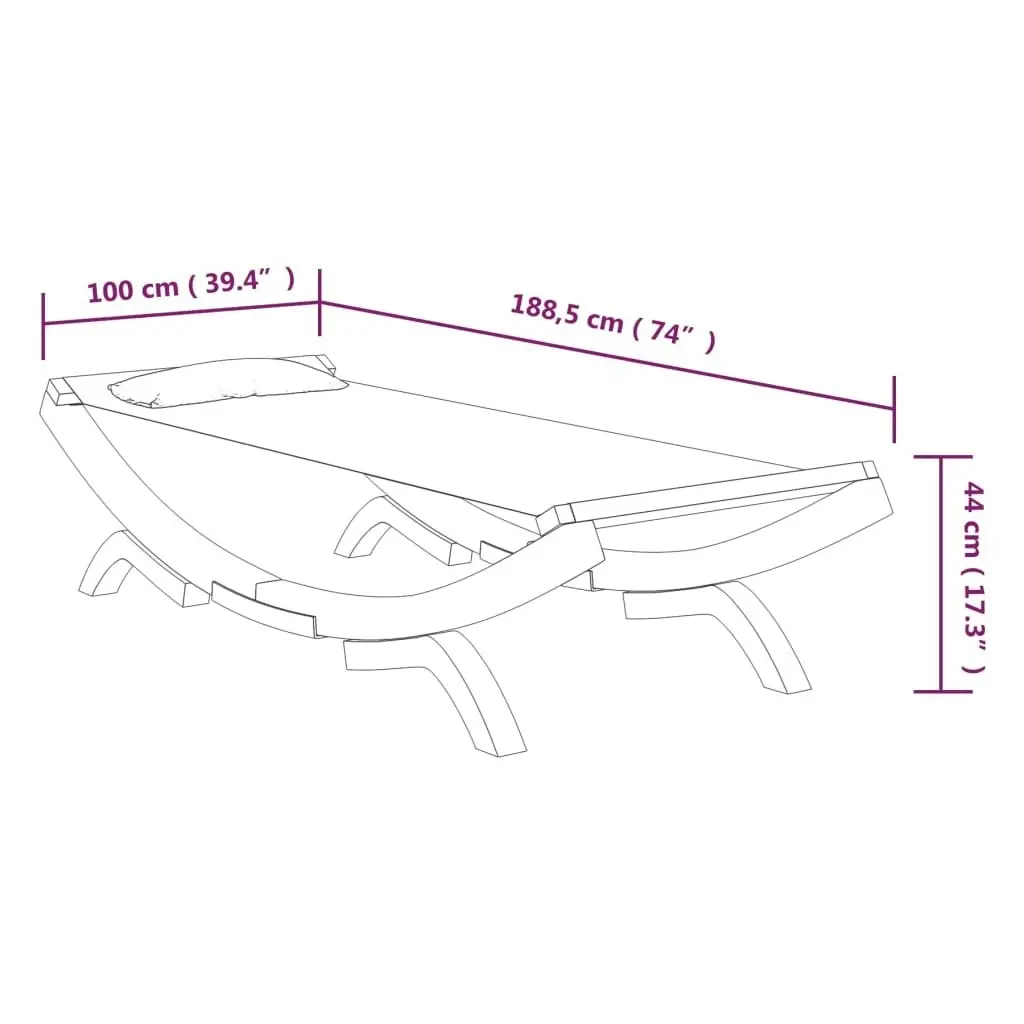 Outdoor Lounge Bed 100x188.5x44 cm Solid Bent Wood Anthracite 313948