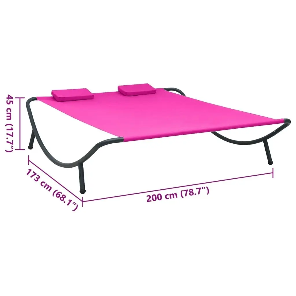 Outdoor Lounge Bed Fabric Pink 313532