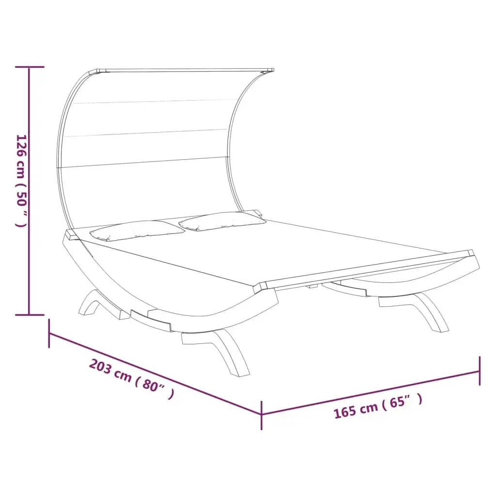 Outdoor Lounge Bed with Canopy 165x203x126 cm Solid Bent Wood Cream 313953