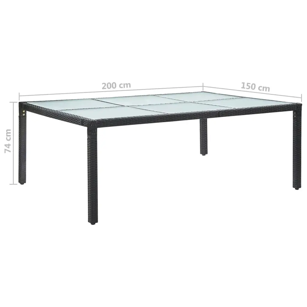 Outdoor Dining Table Black 200x150x74 cm Poly Rattan 46129