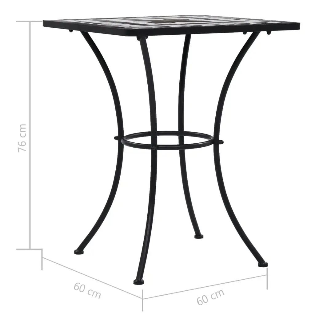 Mosaic Bistro Table Black and White 60 cm Ceramic 46707