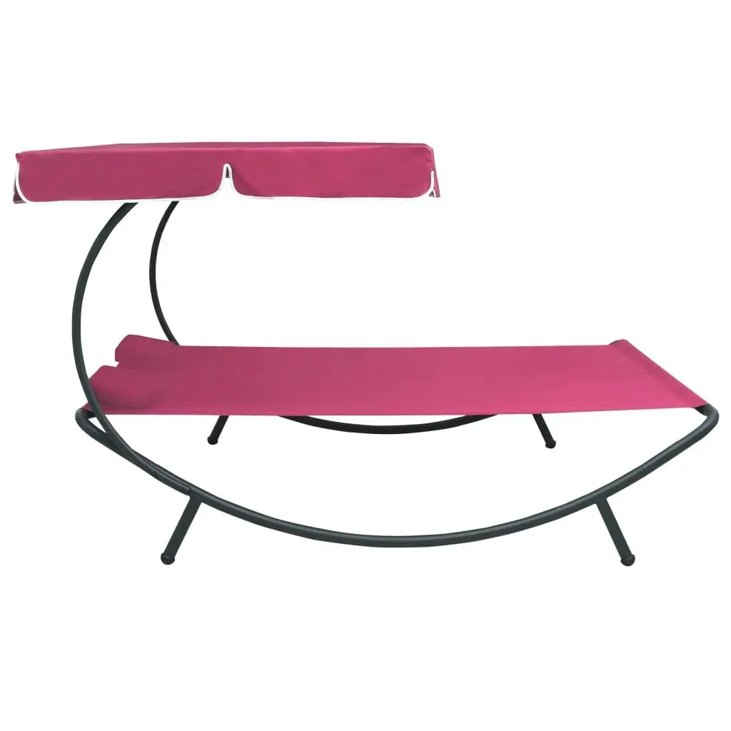 Outdoor Lounge Bed with Canopy and Pillows Pink 313524