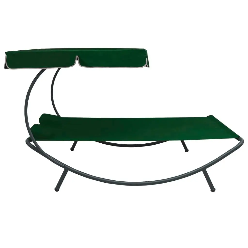 Outdoor Lounge Bed with Canopy and Pillows Green 313522