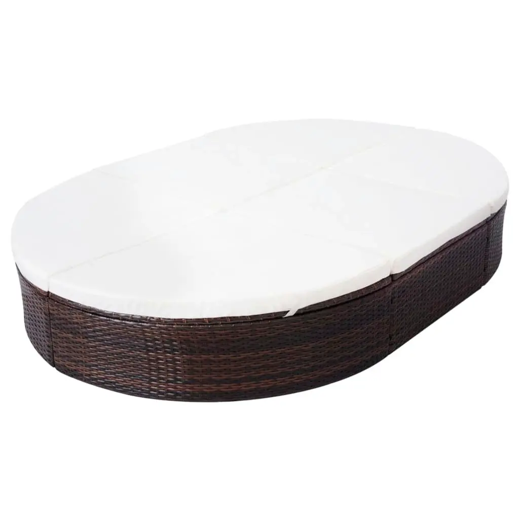 Outdoor Lounge Bed with Cushion Poly Rattan Brown 42939