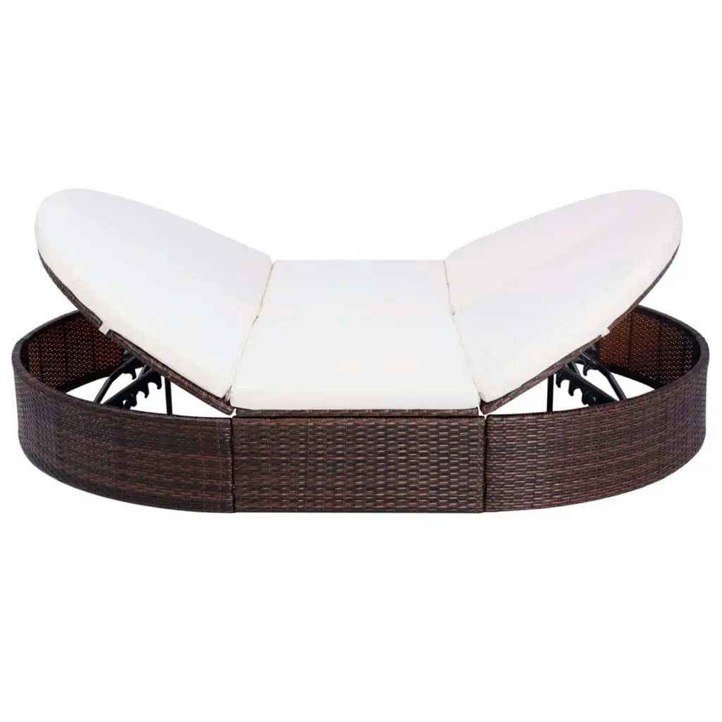 Outdoor Lounge Bed with Cushion Poly Rattan Brown 42939