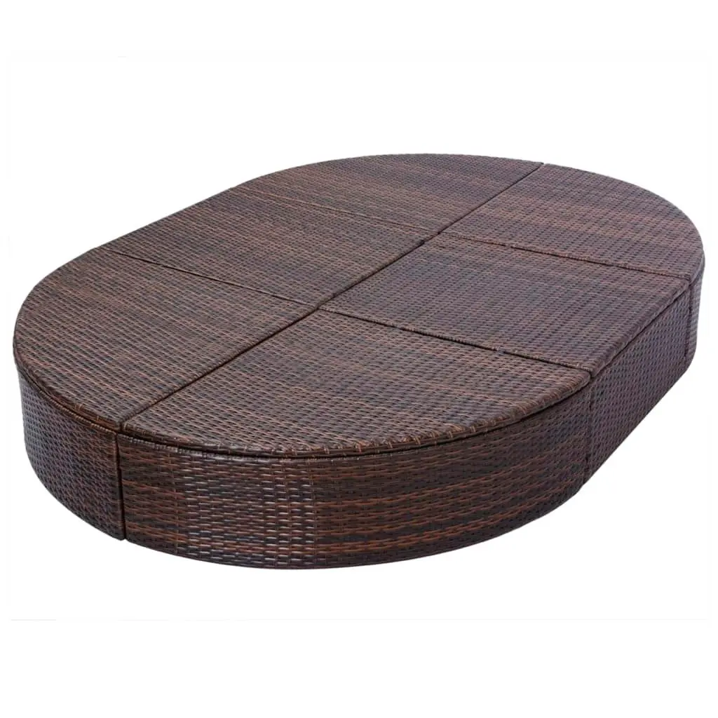 Outdoor Lounge Bed with Cushion Poly Rattan Brown 42939