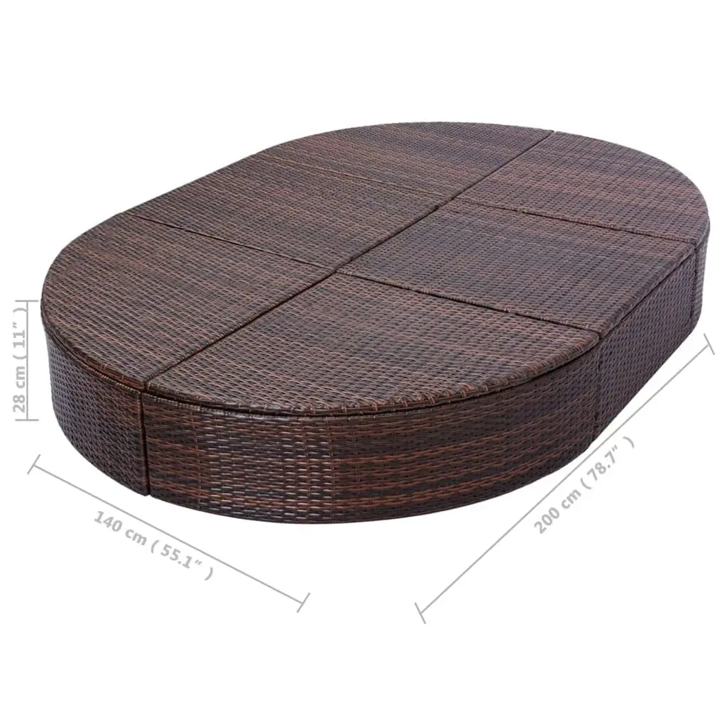 Outdoor Lounge Bed with Cushion Poly Rattan Brown 42939