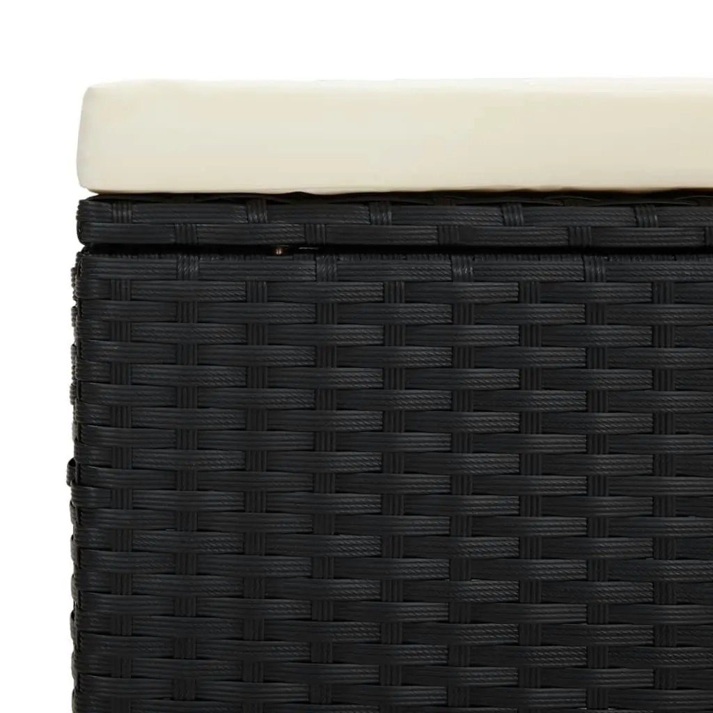 Ottoman with Cushion Black 40x30x40 cm Poly Rattan 319392