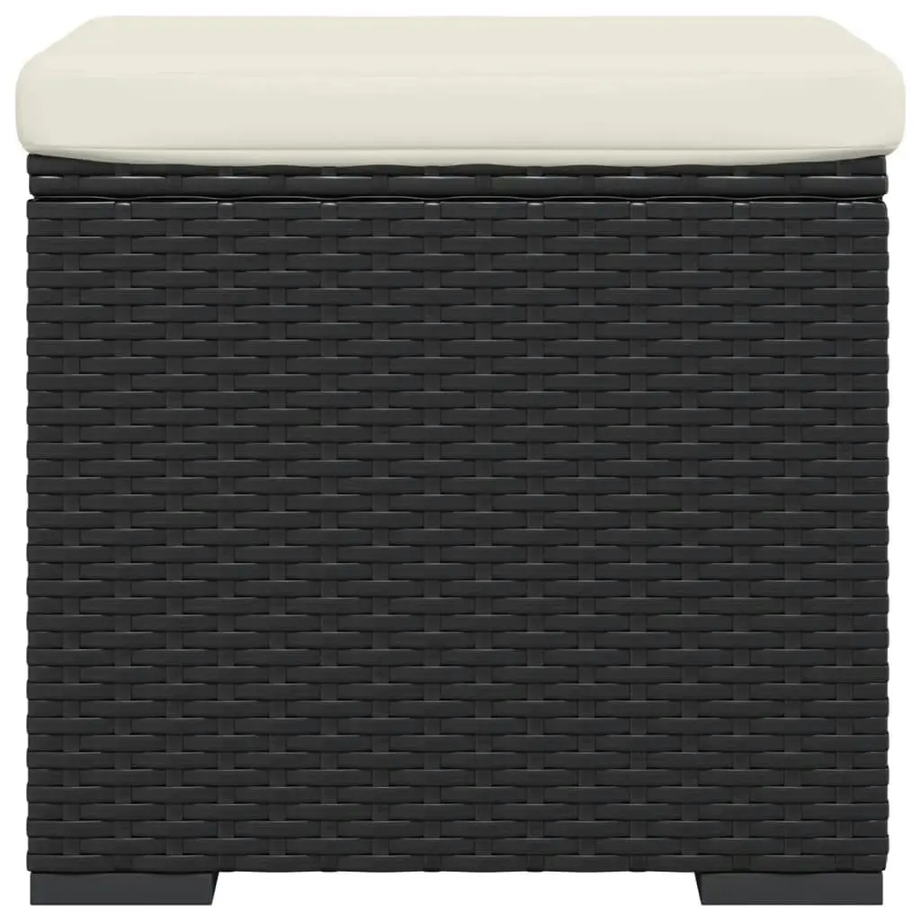 Ottoman with Cushion Black 40x30x40 cm Poly Rattan 319392