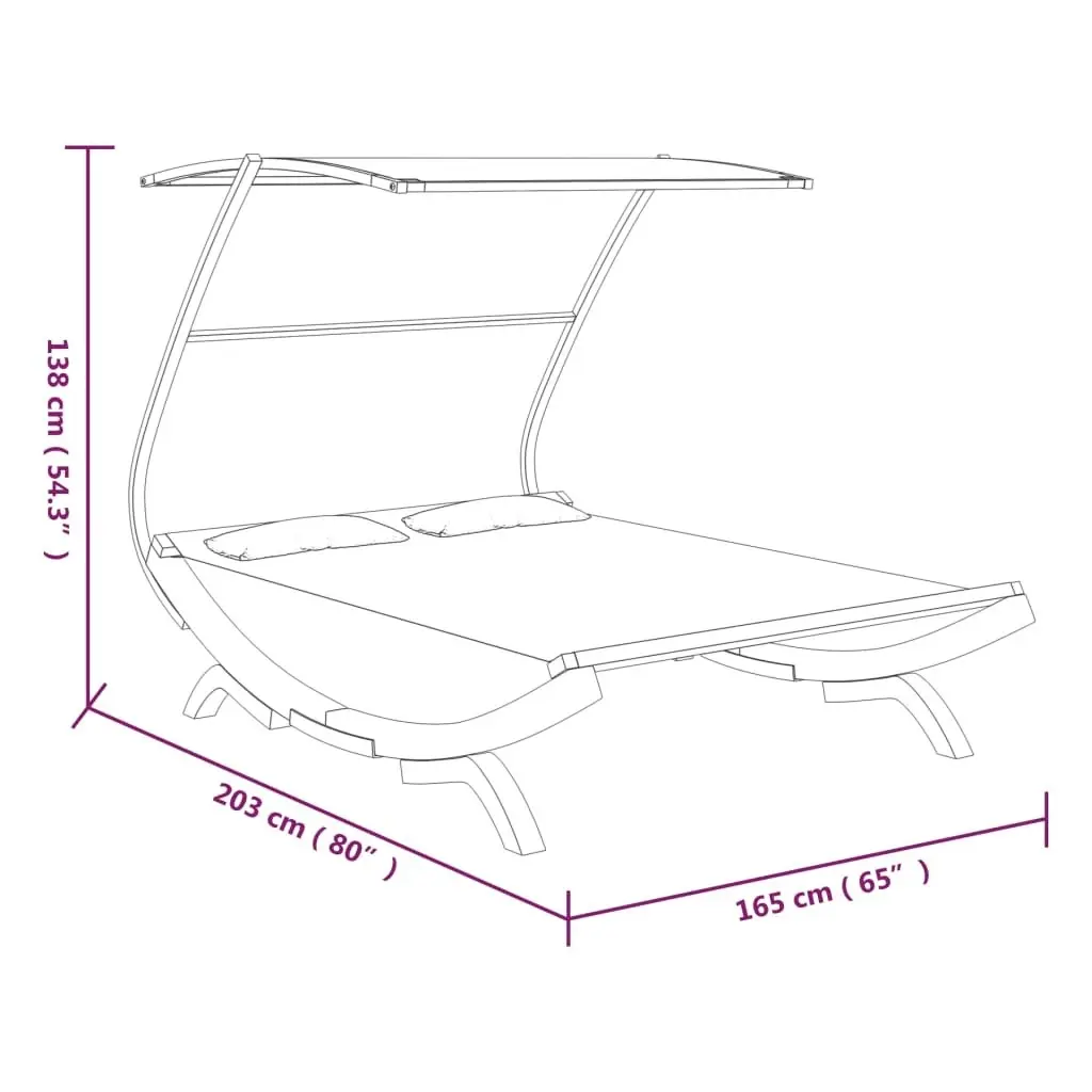 Outdoor Lounge Bed with Canopy 165x203x138 cm Solid Bent Wood Anthracite 313952