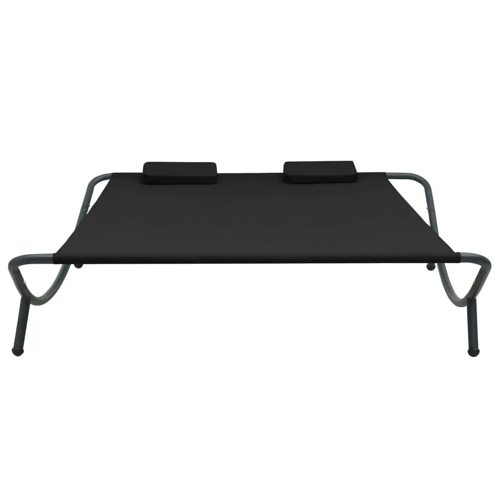 Outdoor Lounge Bed Fabric Black 313529