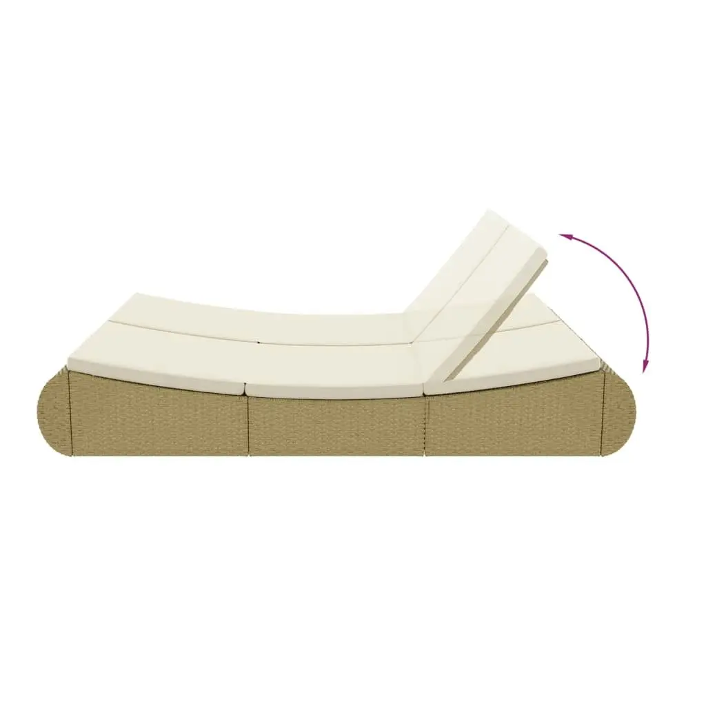 Outdoor Lounge Bed Poly Rattan Beige 42887