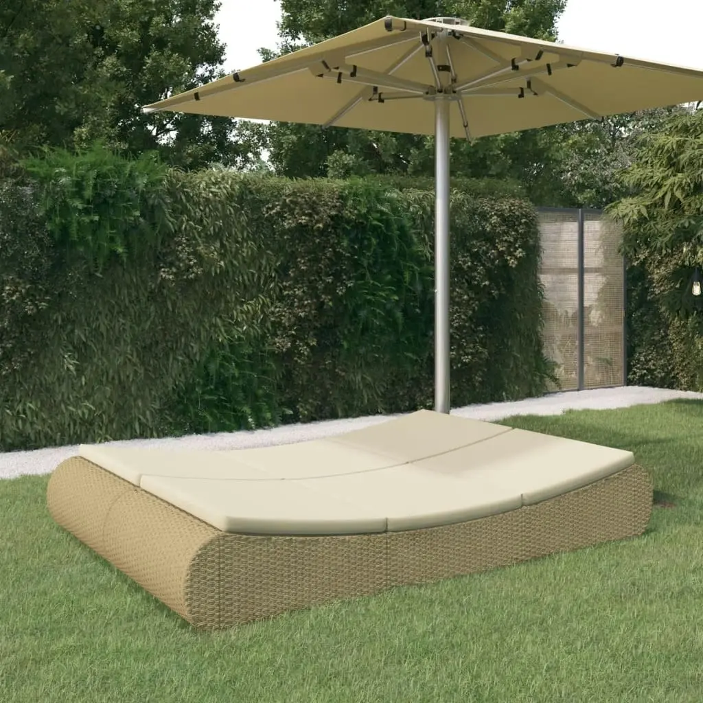 Outdoor Lounge Bed Poly Rattan Beige 42887