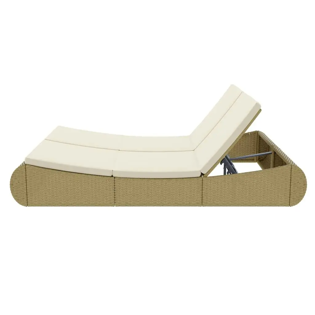 Outdoor Lounge Bed Poly Rattan Beige 42887