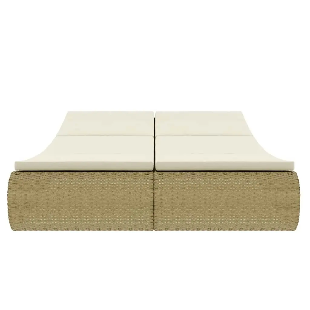 Outdoor Lounge Bed Poly Rattan Beige 42887