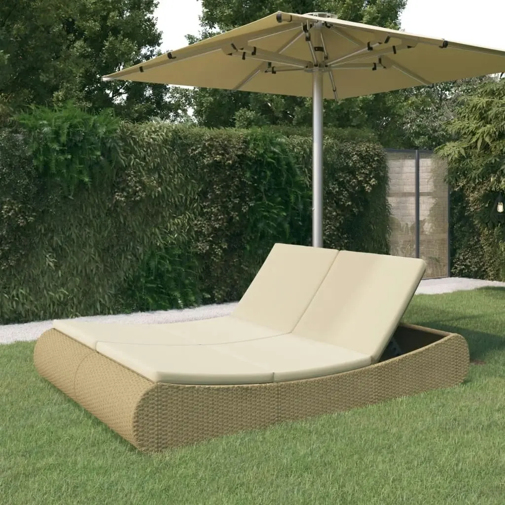 Outdoor Lounge Bed Poly Rattan Beige 42887