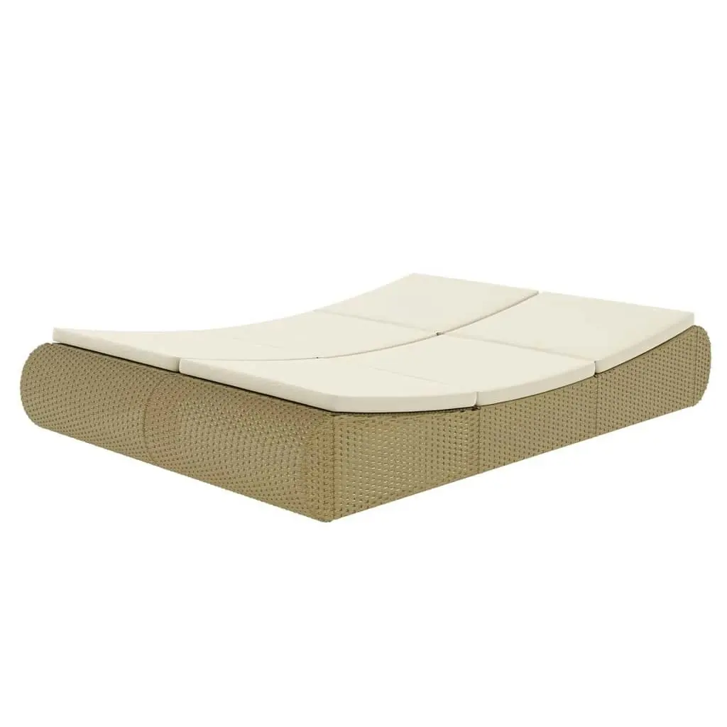 Outdoor Lounge Bed Poly Rattan Beige 42887