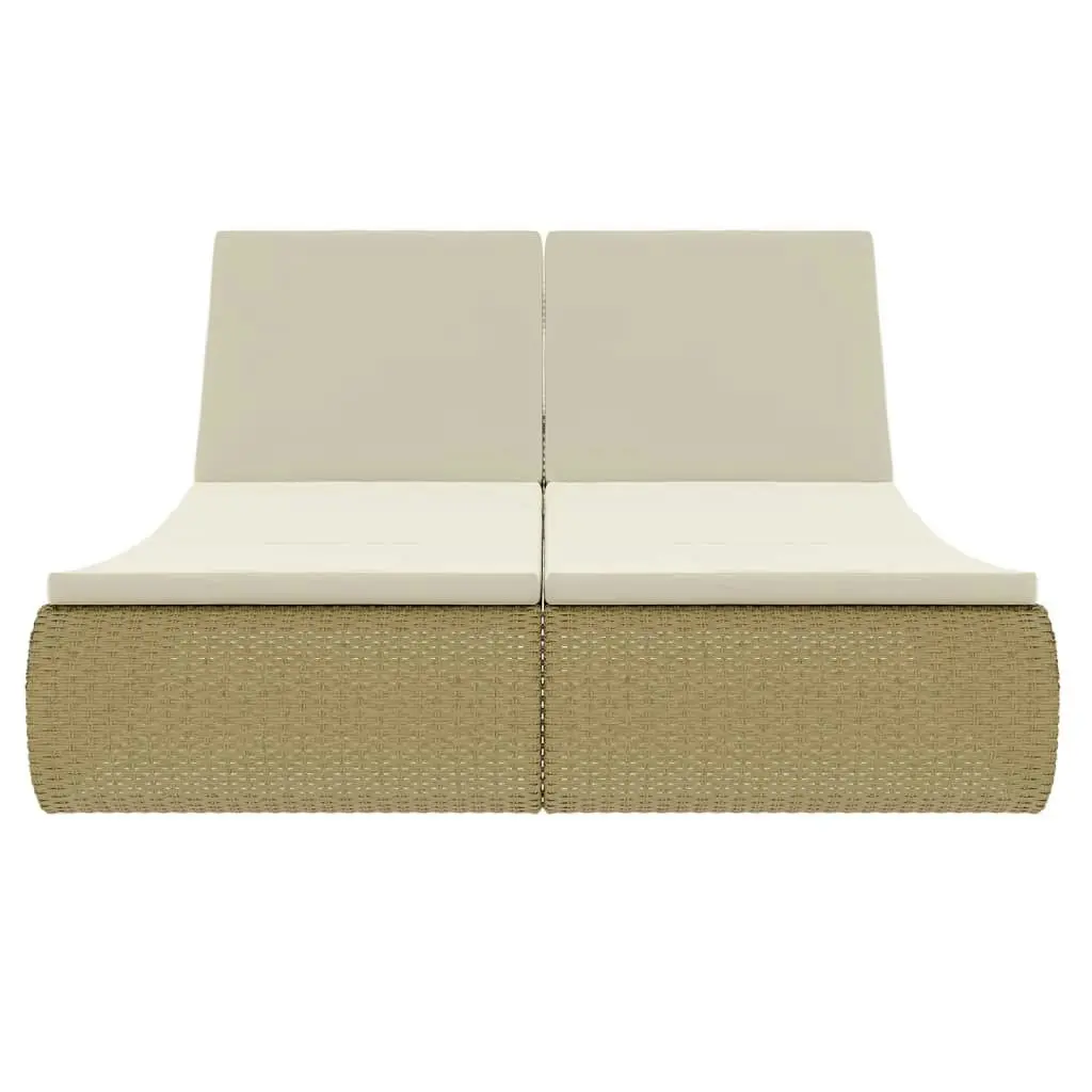 Outdoor Lounge Bed Poly Rattan Beige 42887