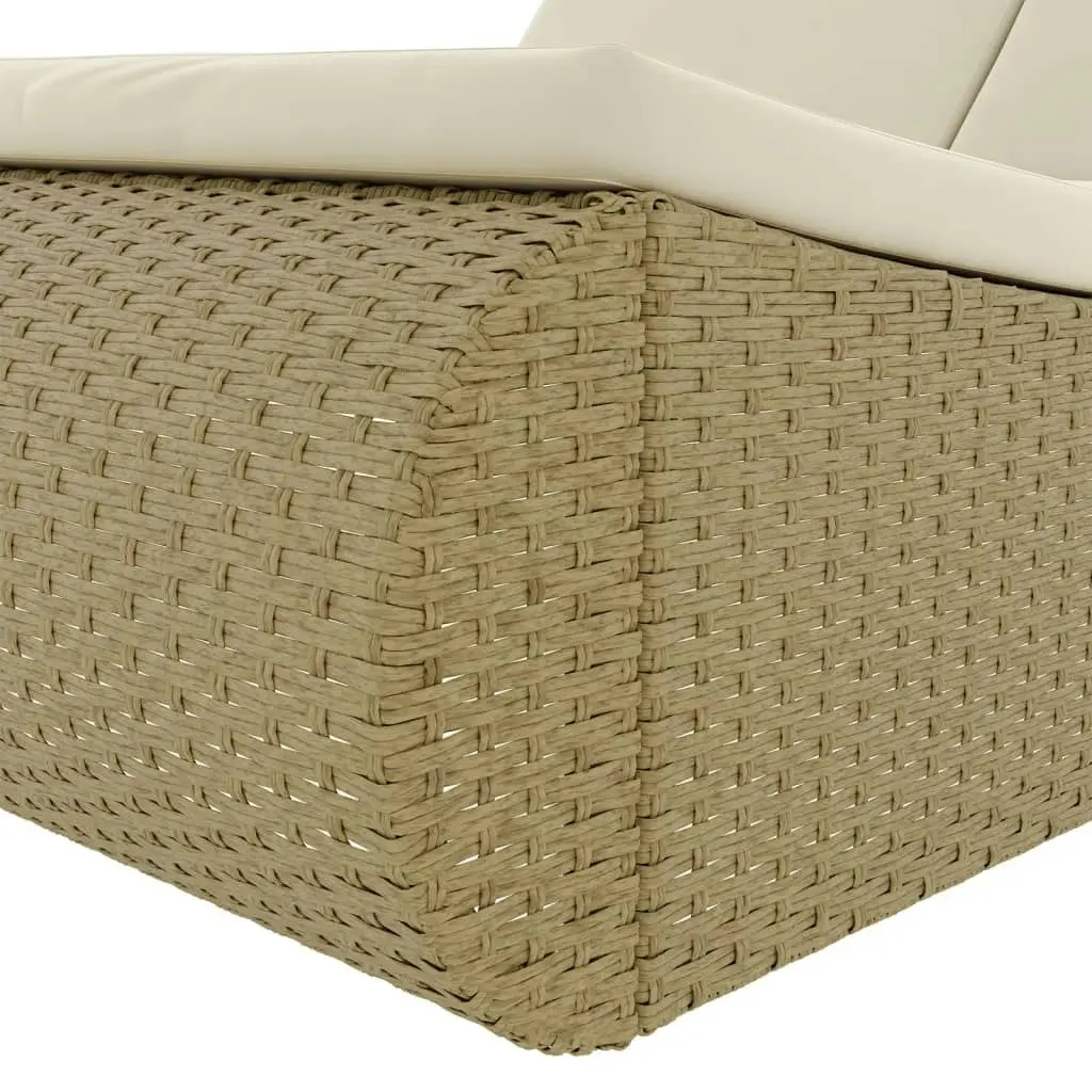 Outdoor Lounge Bed Poly Rattan Beige 42887