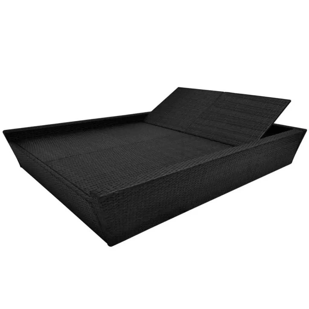 Outdoor Lounge Bed with Cushion Poly Rattan Black 42903