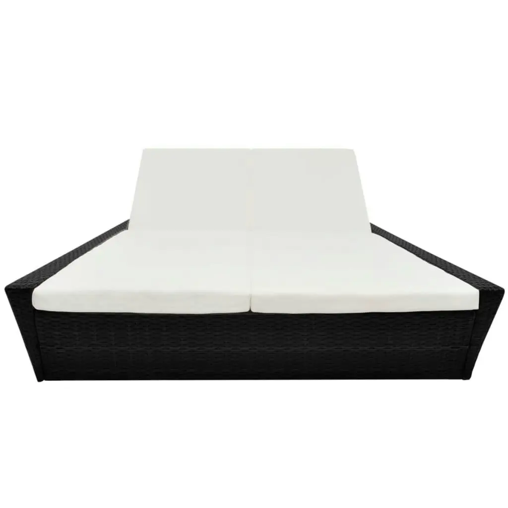 Outdoor Lounge Bed with Cushion Poly Rattan Black 42903